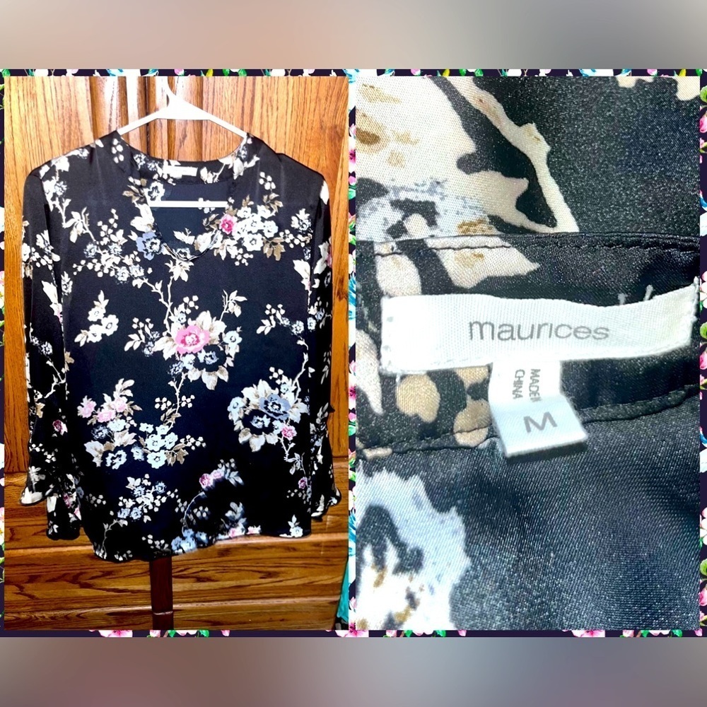 Ruffle Bell Sleeve Womens Blouse - Picture 2 of 6